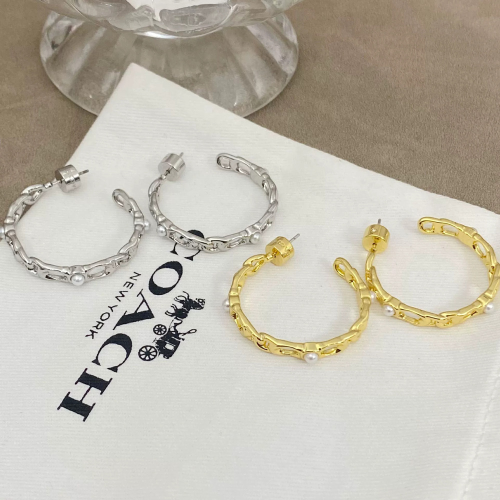 Coach Pearl Inlaid Large Earrings